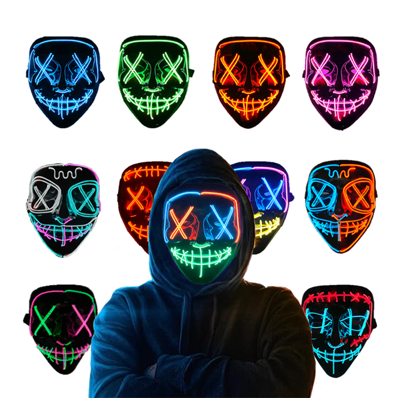 Máscaras Neon Luminosas Sem Fi - Led Purge Mask Halloween avaliação e preço